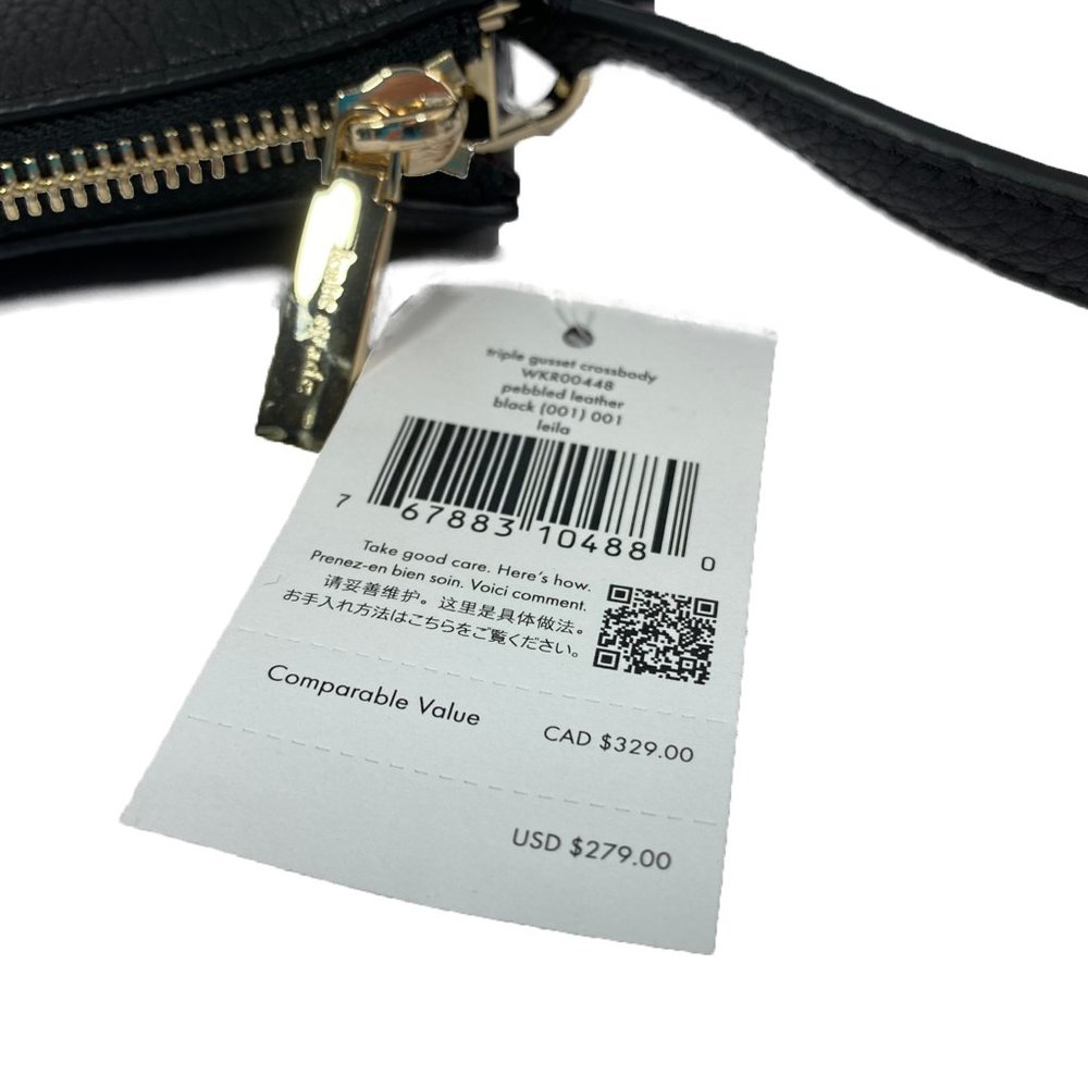 Kate Spade Triple Gusset Crossbody Pebbled Leather Black Latest Fashion - Picture 8 of 8